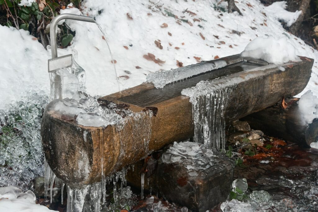 Frozen water on fresh water drinking supply