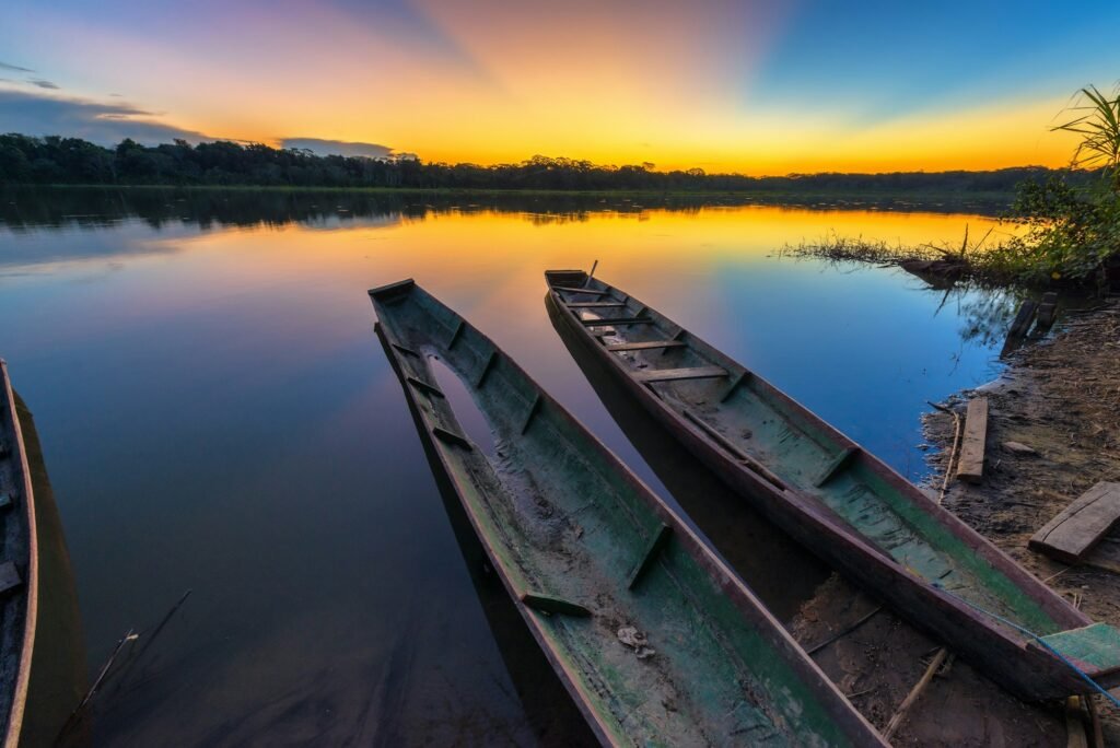 Amazon Sunset over Lake