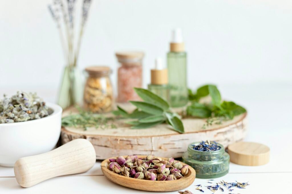Botanical blends, herbs, essencial oils for naturopathy