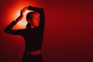 Elegant Silhouette with a Red Aura