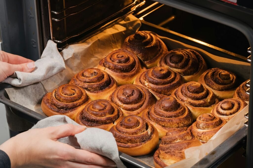 Cooking handmade cinnamon buns